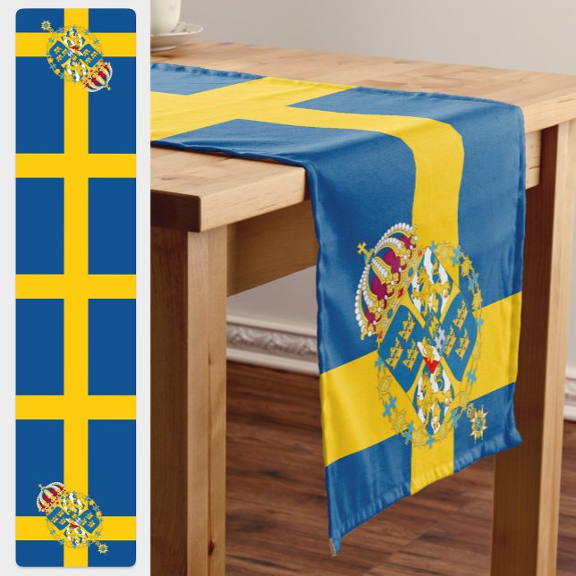 Chemin De Table Court Drapeau suédois & Voyage Suède, fans de vacances/s (Sweden Flag, Emblem Table Runner)