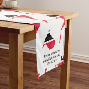 Chemin De Table Court Drapeau TRINIDAD & TOBAGO Écriture chrétienne