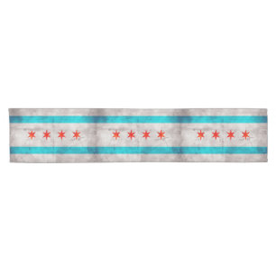 Chemin De Table Court Drapeau vintage patiné d'état de Chicago