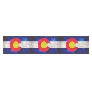 Chemin De Table Court Drapeau vintage patiné d'état du Colorado