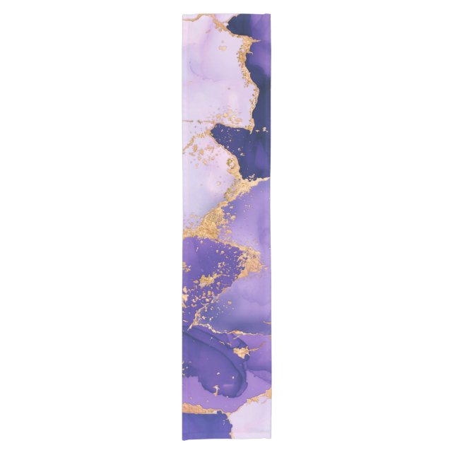 Chemin De Table Court Dreamy Lavender alcool encres et or (Devant)