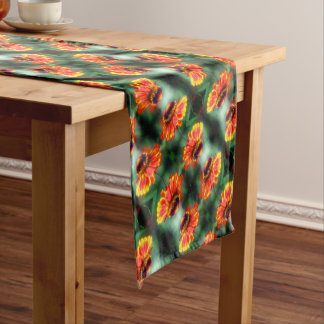 Chemin De Table Court Dreamy Zinnia Flower Motif d'art Abstrait