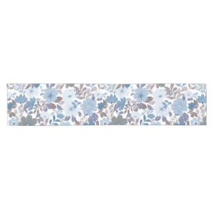 Chemin De Table Court Dusty Blue & Grey Winter Sky Floral Garden