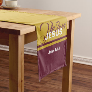 Chemin De Table Court Ecriture chrétienne JÉSUS RAISON SAISON Noël