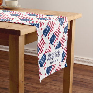 Chemin De Table Court Écriture de la nation Bénie des DRAPEAUX AMÉRICAIN