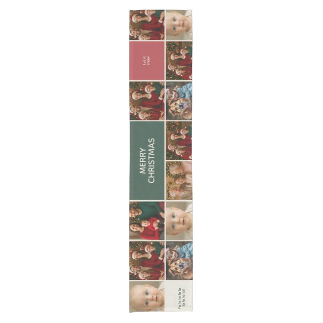 Chemin De Table Court elegance bigger family Photos collage Christmas (Devant)
