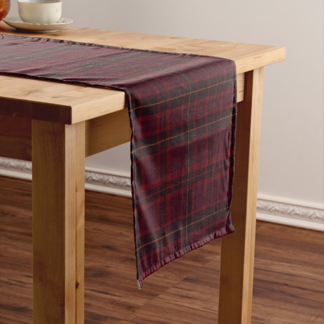 Chemin De Table Court Elegant Burgundy Tartan (In Situ)