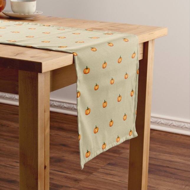Chemin De Table Court Elegant Classic Watercolour Pumpkin Pattern (In Situ)
