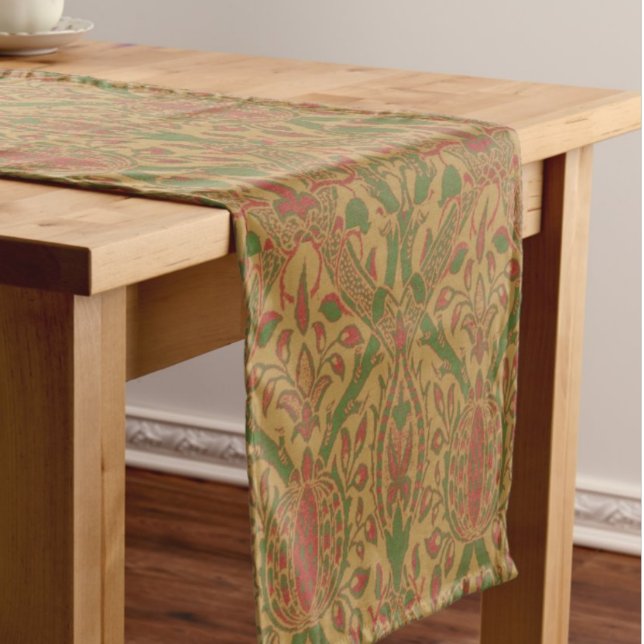 Chemin De Table Court Élégant Classique William Morris Rouge Vert  (William Morris in elegant Christmas colors!)