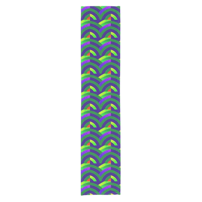 Chemin De Table Court élégant et moderne chevrons vert/bleu (Devant)