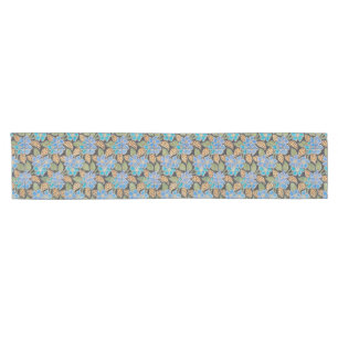 Chemin De Table Court Élégant Fleur Bleu Périwinkle Floral Classic