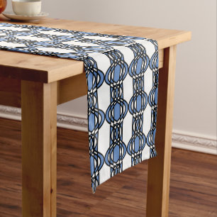 Chemin De Table Court Elégant Mod Blue Abstrait Scarab Motif
