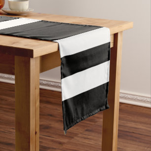 Chemin De Table Court Élégant Motif De Grandes Blances Et Noires
