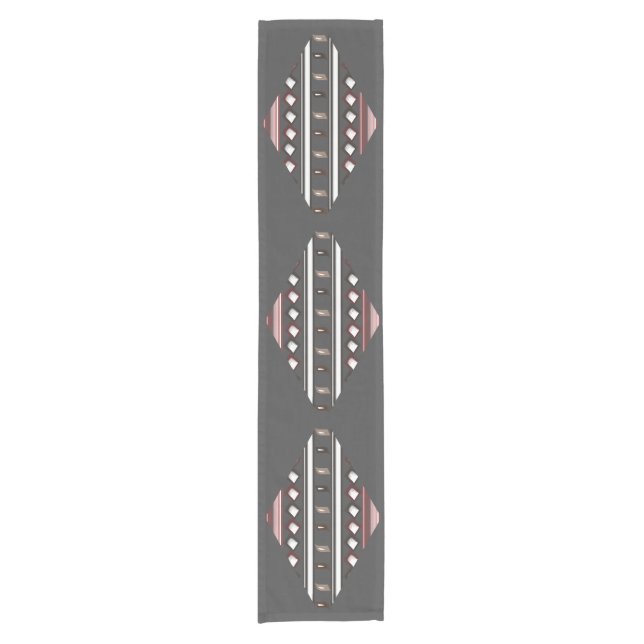 Chemin De Table Court Élégant Motif gris et rose aztèque (Devant)