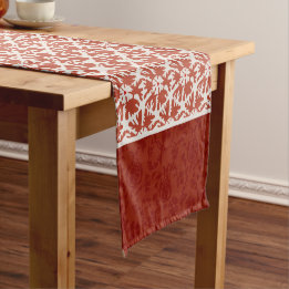 Chemin De Table Court Élégant rouge Damask Star Motif Noël