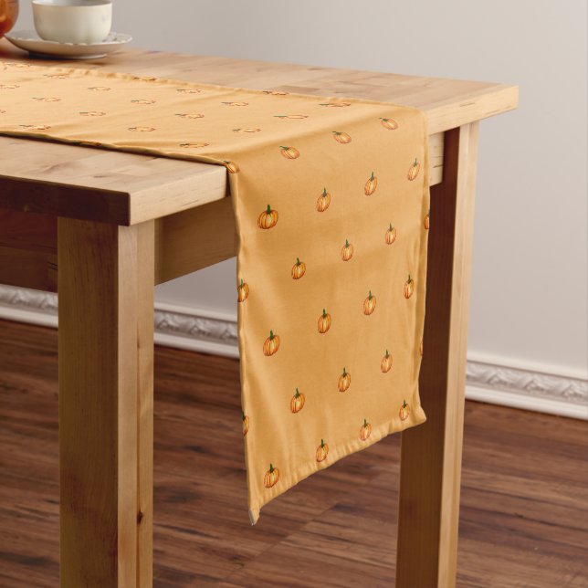 Chemin De Table Court Elegant Simple Orange Pumpkin Pattern (In Situ)
