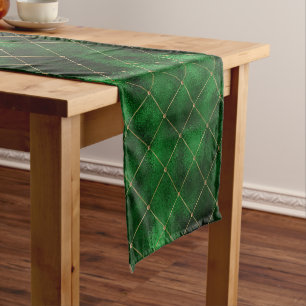 Chemin De Table Court Élégant Vert et Or Diamants St Patrick's Day