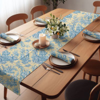 Élégant vintage jaune turquoise toile de jouy impr