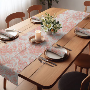 Chemin De Table Court Élégant vintage orange toile de jouy imprimé