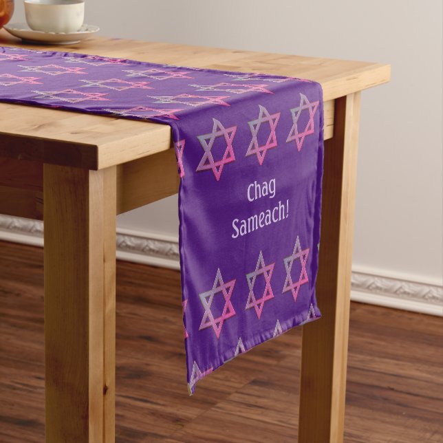 Chemin De Table Court Élégant violet PERSONNALISABLE | Étoile de David (In Situ)