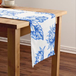 Chemin De Table Court Élégants Tournesols Toile du Jouy – Botanique Bleu