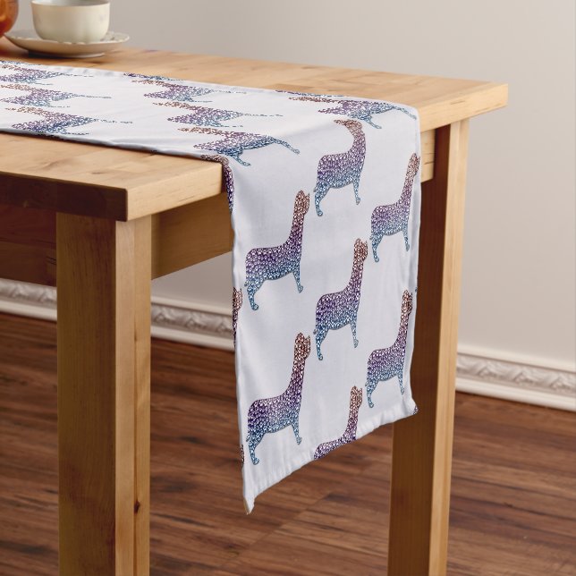 Chemin De Table Court Embossed Indigo Gradient Paw Print Dog Outline (In Situ)
