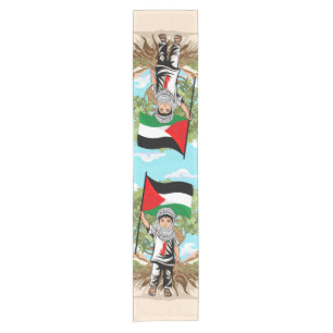 Chemin De Table Court Enfant avec Keffiyeh Palestine Drapeau et olivier