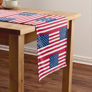 Chemin De Table Court États-Unis Drapeau américain étoiles et rayures