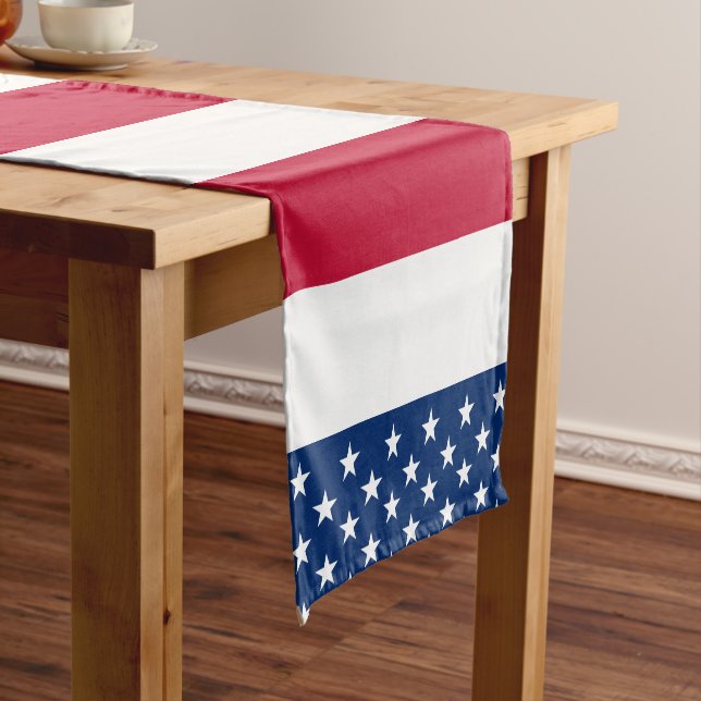 Chemin De Table Court États-Unis Drapeau américain étoiles et rayures (In Situ)
