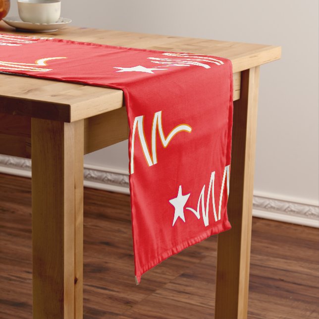 Chemin De Table Court Étoile de Noël Rouge Férié (In Situ)