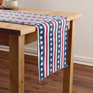Chemin De Table Court étoiles et rayures Americana