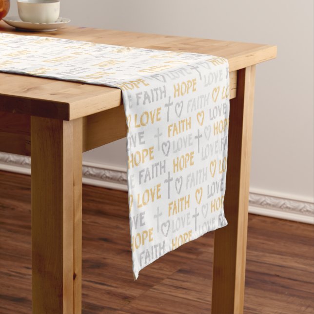 Chemin De Table Court Faith Hope Love Religieux Table Runner (In Situ)