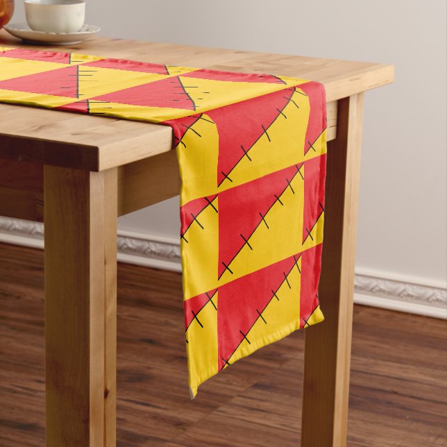 Chemin De Table Court Faux rouge et orange piqué (In Situ)