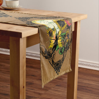 Chemin De Table Court Fée de tournesol et chat cosmique