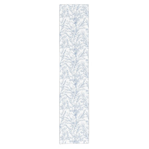 Chemin De Table Court Ferme Cottage Bleu et Blanc Botanique