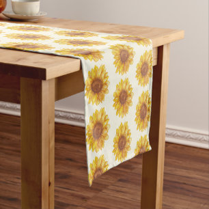Chemin De Table Court Ferme Russe Motif de tournesol en aquarelle
