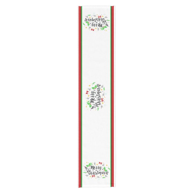 Chemin De Table Court Festive Merry Christmas   Short Table Runner (Devant)