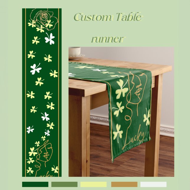 Chemin De Table Court Fête de la Saint-Patrick, Shamrock chanceuse (Lucky Shamrock St. Patrick's Day Short Table Runner)