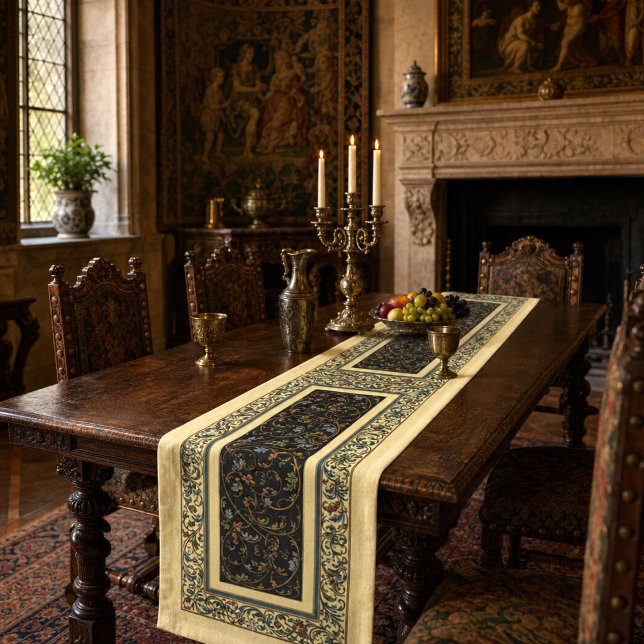 Chemin De Table Court Feuillage de style renaissance rétro (Créateur téléchargé)