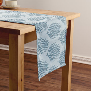 Chemin De Table Court Feuille de palmier bleu clair