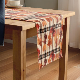 Chemin De Table Court Feuilles automnales Plaid automne