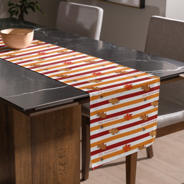 Chemin De Table Court Feuilles d'automne sont rayées Personnalisées (Créateur téléchargé)