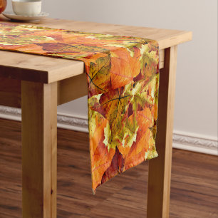 Chemin De Table Court Feuilles d'automne tombées
