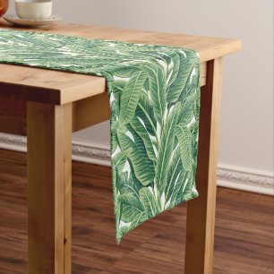 Chemin De Table Court Feuilles de bananes tropicales vertes