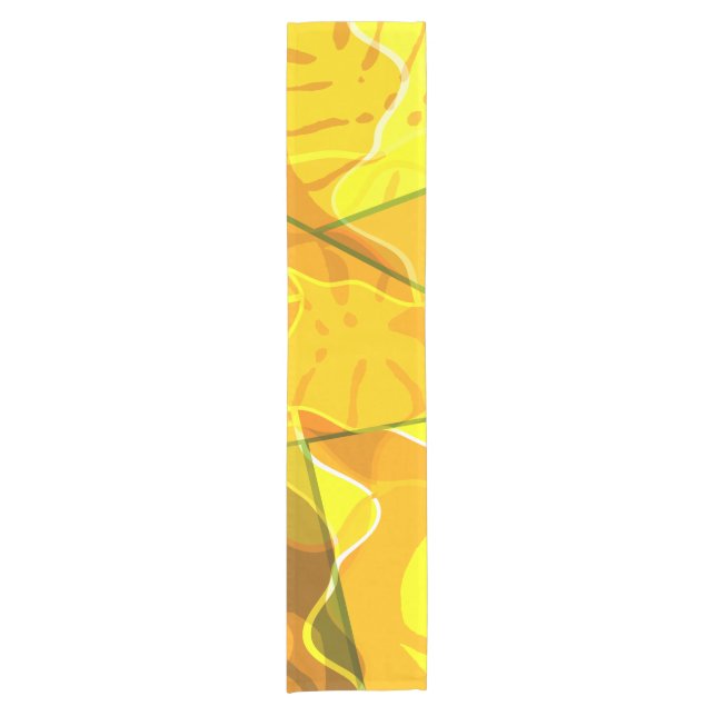 CHEMIN DE TABLE COURT FEUILLES TROPICALES ABSTRAITES (Devant)