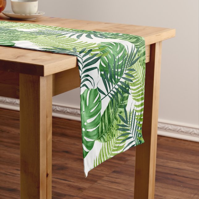 Chemin De Table Court Feuilles verts tropicaux (In Situ)