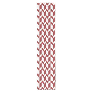 Chemin De Table Court Flèche Chevron Gras Deux Tons Blancs Rouge