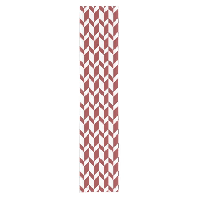 Chemin De Table Court Flèche Chevron Gras Deux Tons Blancs Rouge (Devant)