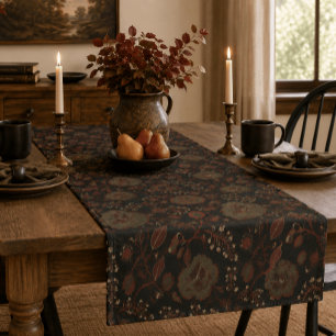 Chemin De Table Court Fleur de cottage gothique vintage sombre et lunati
