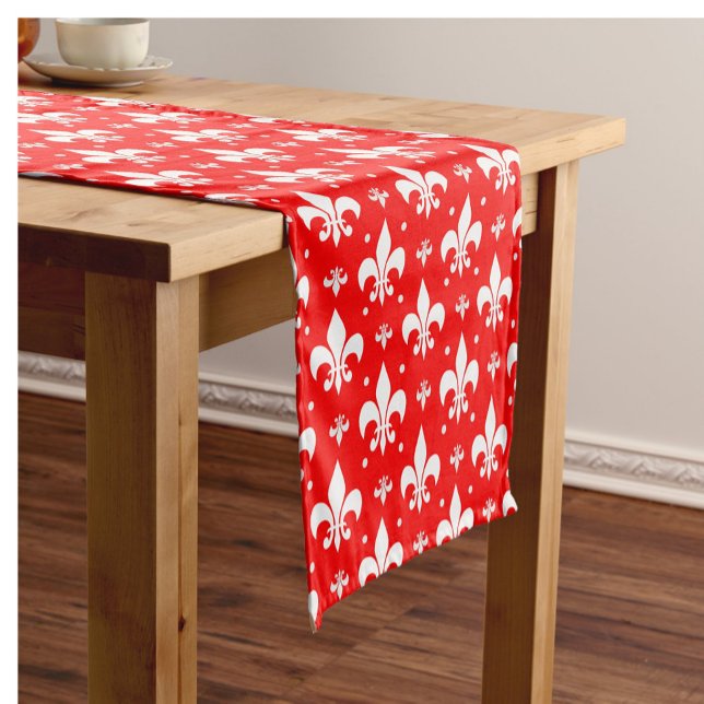 Chemin De Table Court Fleur de lis rouge Motif (Créateur téléchargé)